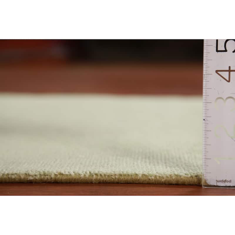 Hand Knotted Oriental 100% Wool Carpet Modern Solid Green Gabbeh Runner Rug - 8' 3'' X 2' 9''