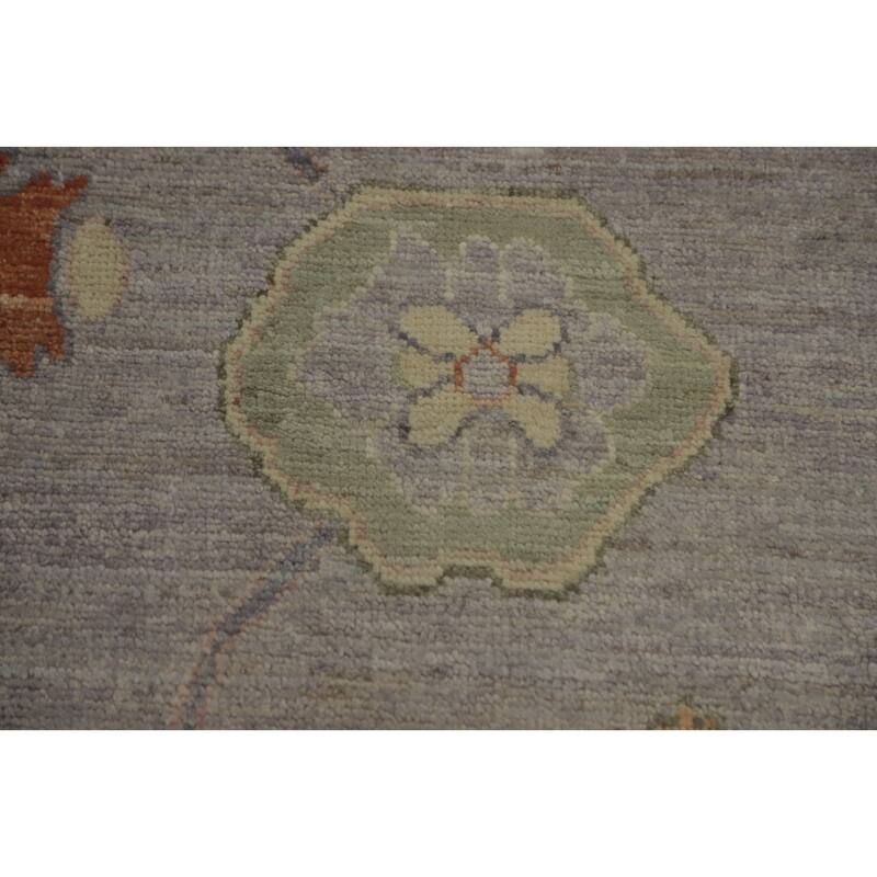 Vegetable Dye Wool Oushak Turkish Area Rug, Floral Geometric Carpet - 9' 9'' X 8' 0''