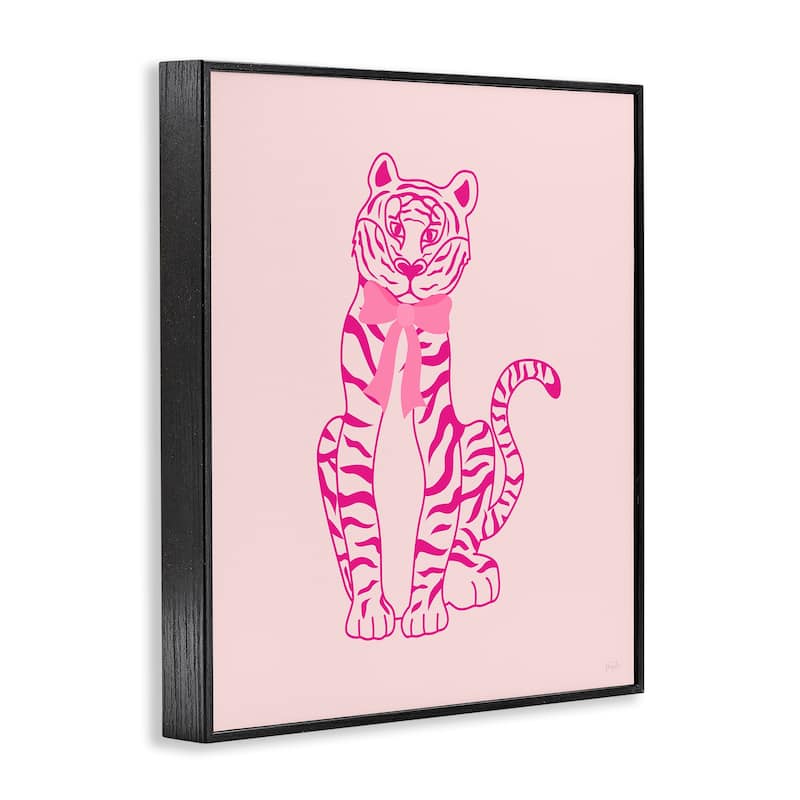 Stupell Mod Chic Tiger with Bow Framed Giclee Art Design By Natalie Carpentieri