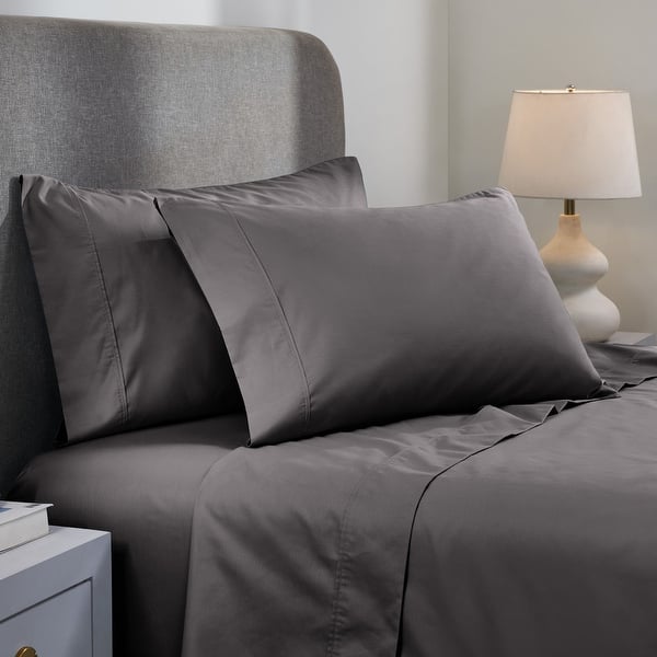 slide 2 of 3, Superior Solid 1000-Thread Count Cotton Blend Deep Pocket Sheet Set California King - Grey