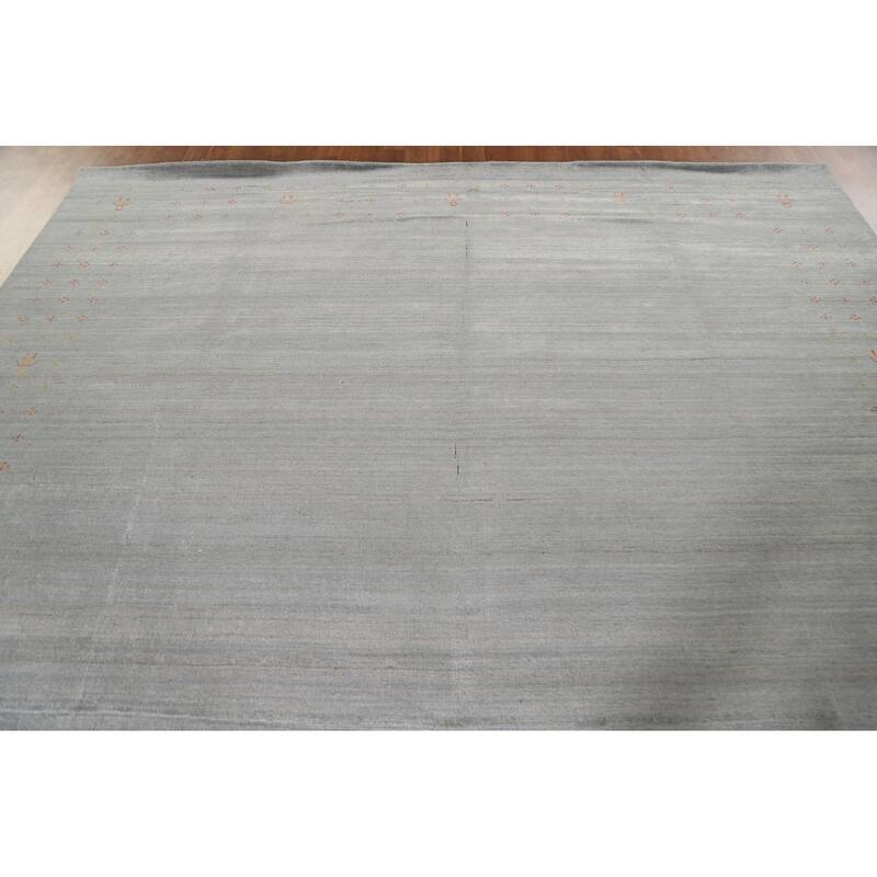 Grey Gabbeh Area Rug Handmade Wool Carpet - 8'11"x 11'9"
