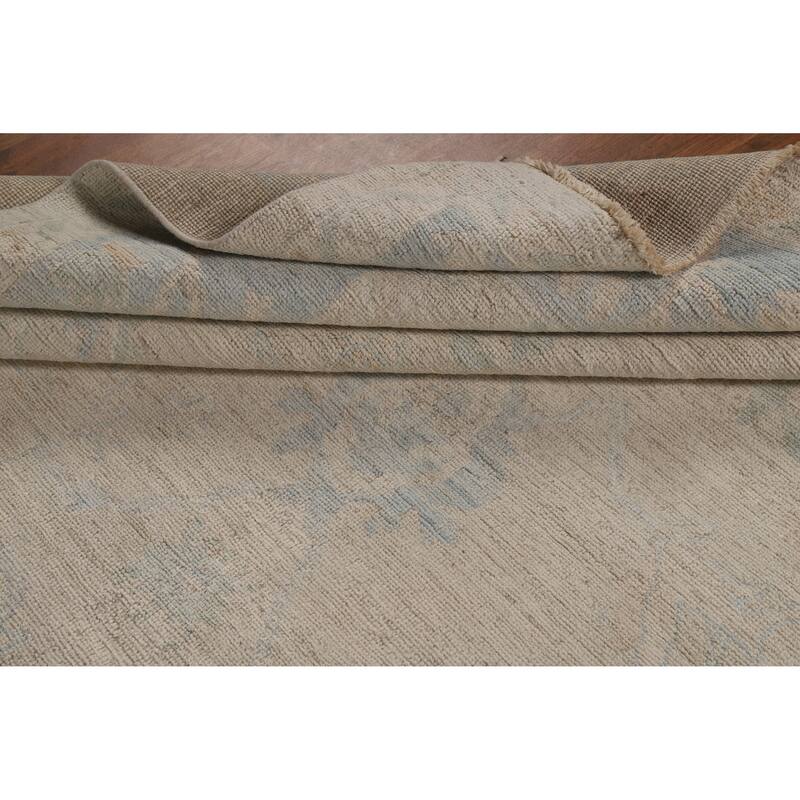 Hand Knotted Oriental 100% Wool Carpet Transitional All-Over Beige & Ivories Oushak Area Rug - 10' 0'' X 8' 0''