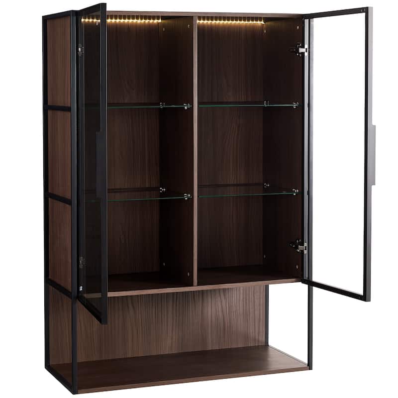 51.2"Tall Lighted Display Cabinet with Tempered Glass Door