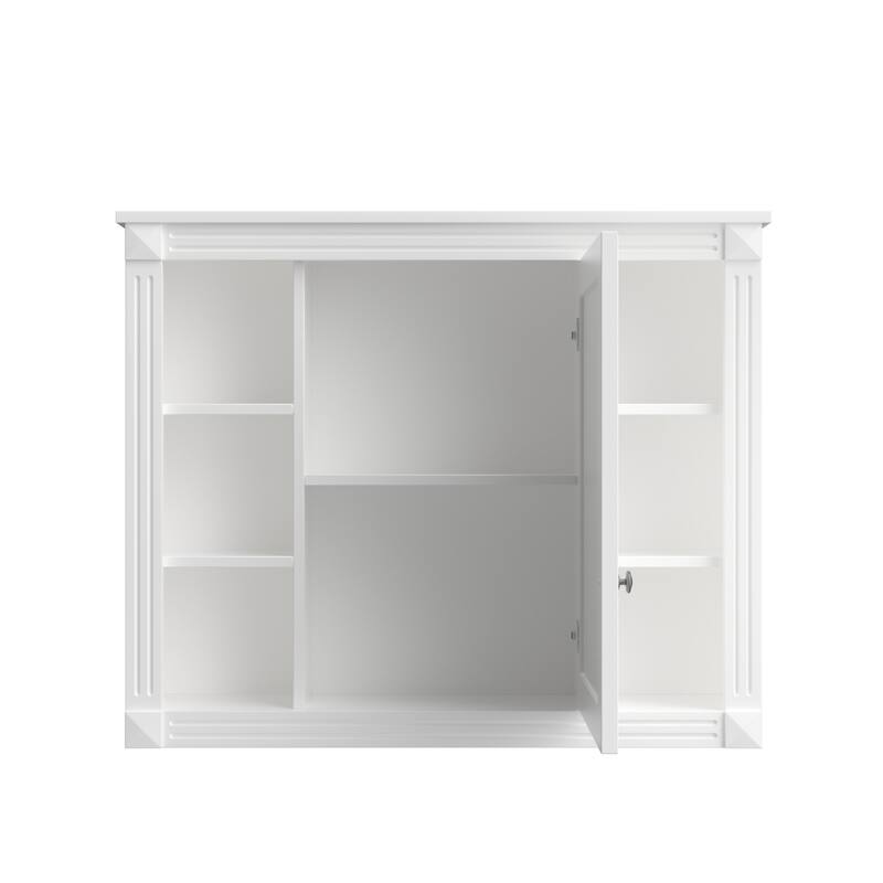 35 in. W x 28.7 in. H Rectangular Surface Mount Bathroom Medicine Cabinet with Mirror with Open Shelves