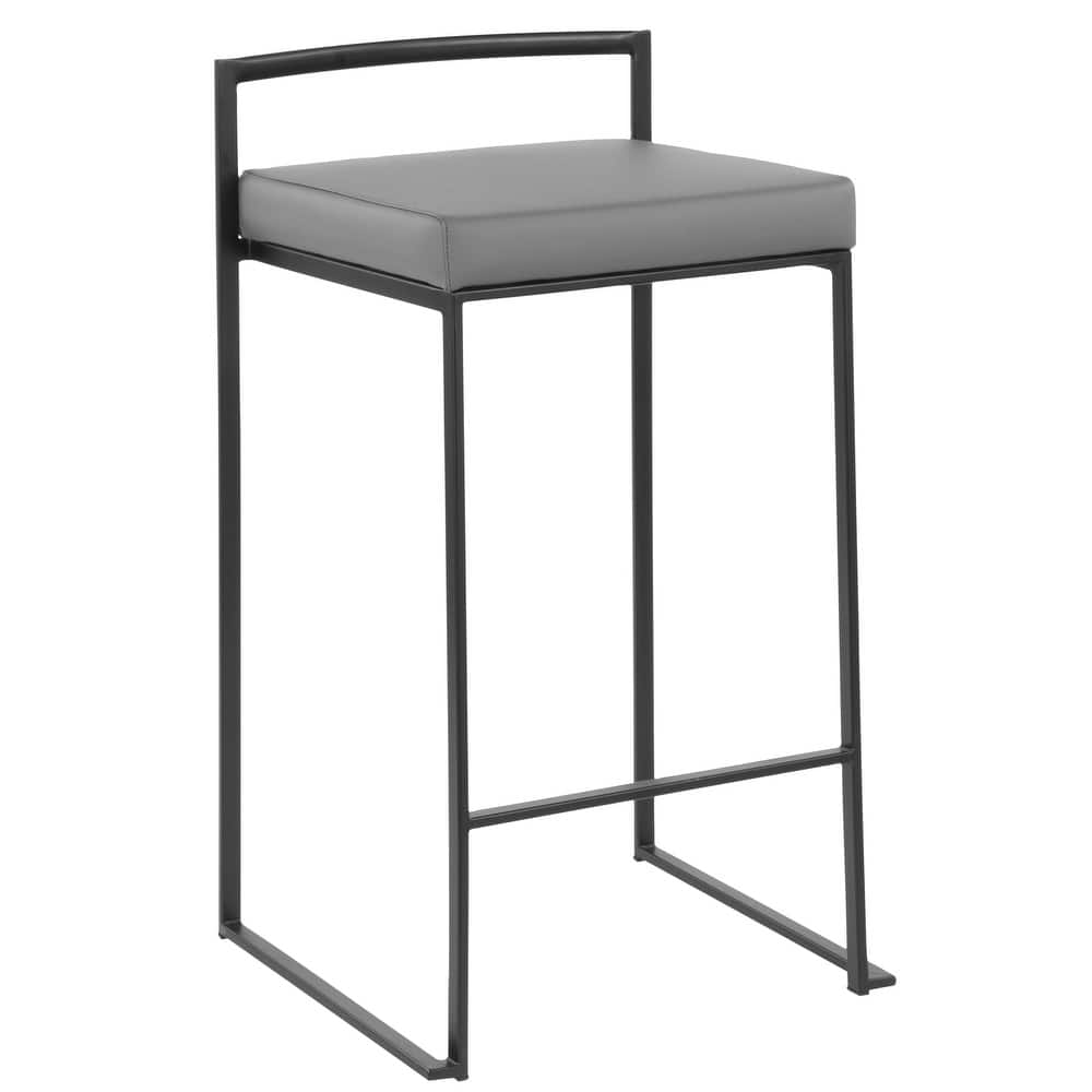 Porch & Den Forrest Black Stackable Fully Welded Counter Stool (Set of 3)