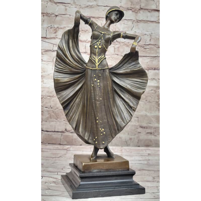 Demetre Chiparus Art Deco Bronze Sculpture Female Dancer Guilded Age Fashion