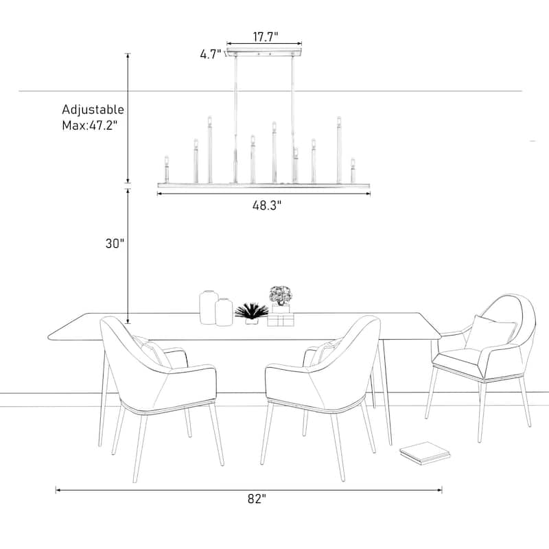 LamQee Mid Century Chandelier Rustic Sputnik Gold Ceiling Light - Large