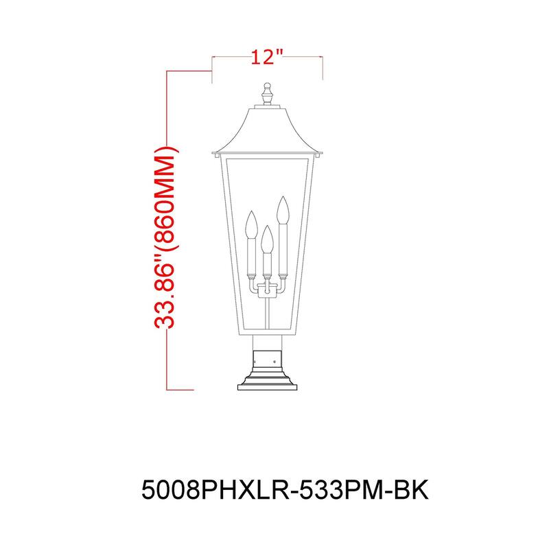 Gannon 3 Light Outdoor Pier Mounted Fixture in Black