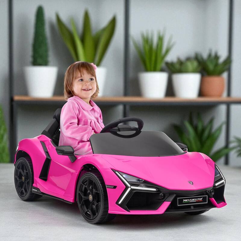Lamborghini Revuelto Licensed 12V Kids Electric Car, Hydraulic Doors, Remote Control, 3 Speeds, Music & Lights