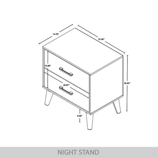 dimension image slide 9 of 10, CraftPorch Corduroy 4-pieces Mid-Century Modern Grey Bed with Dark Grey Furniture Bedroom Set