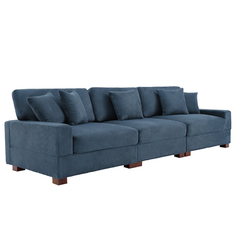 Corduroy Couch Modular Sectional Sofa with Pillows