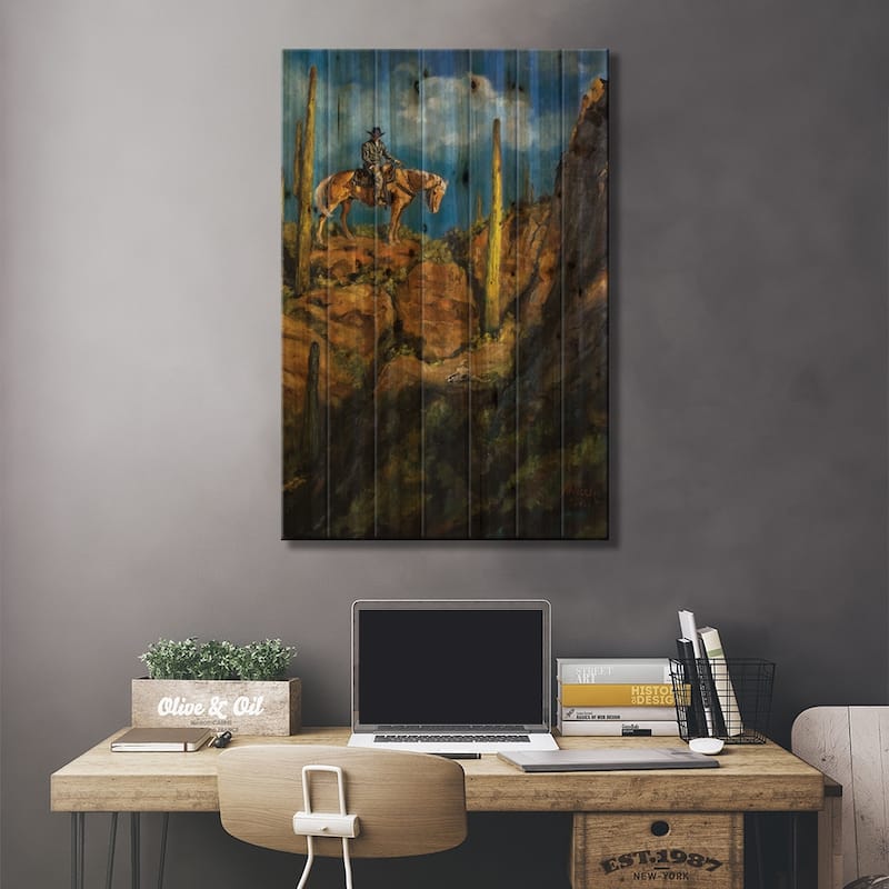 An Old Stray Print On Wood by Jan Perley - Multi-Color