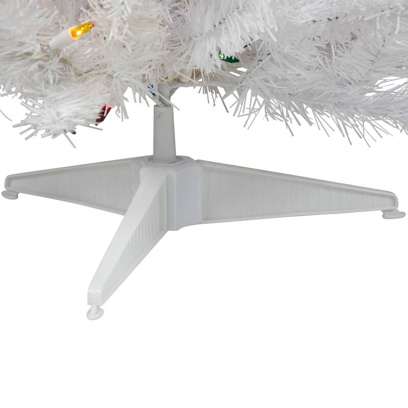 Pre-Lit Medium Snow White Artificial Christmas Tree - 3' - Multi Lights - 3 Foot