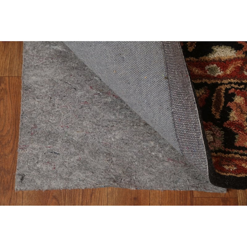 Black Floral Agra Oriental Wool Area Rug Hand-tufted Foyer Carpet - 5'2" x 7'10"