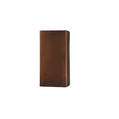 Justice Design Ambiance Antique Copper Large Rectangle Wall Sconce