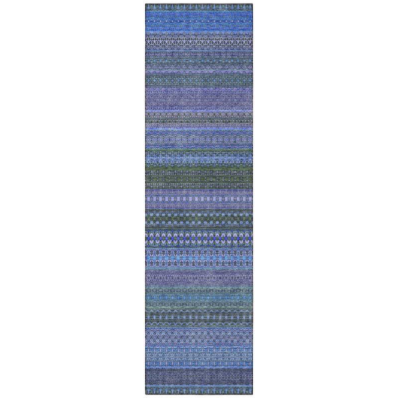 Taro Stripe Weather Resistant Timeless Fusion Runner Outdoor Rug