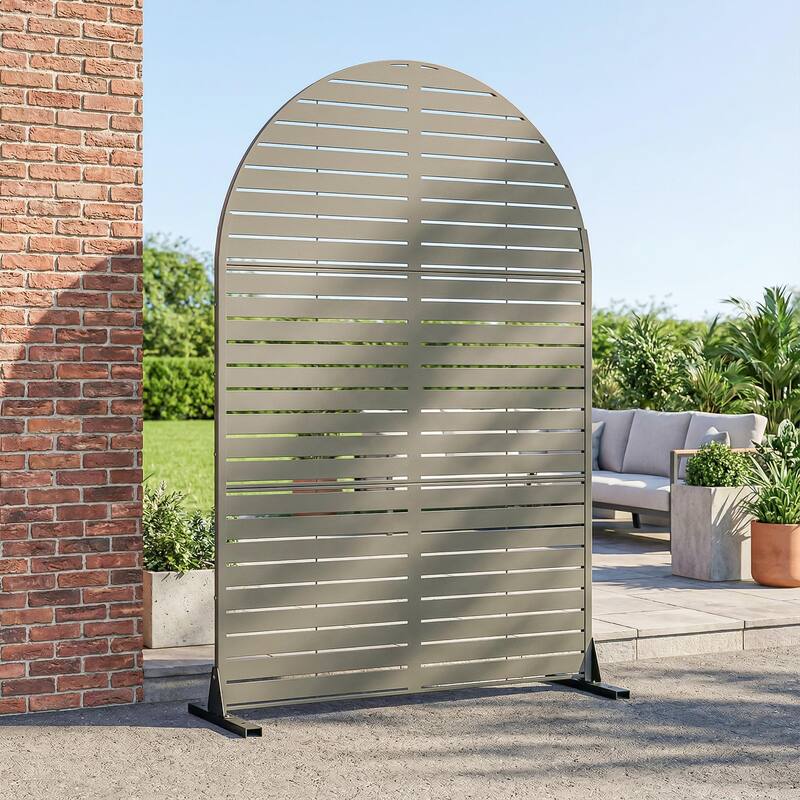 Dovelina 6ft.Outdoor Freestanding Metal Privacy Screen Decorative Garden Fence - 72"x47" - Olive Green