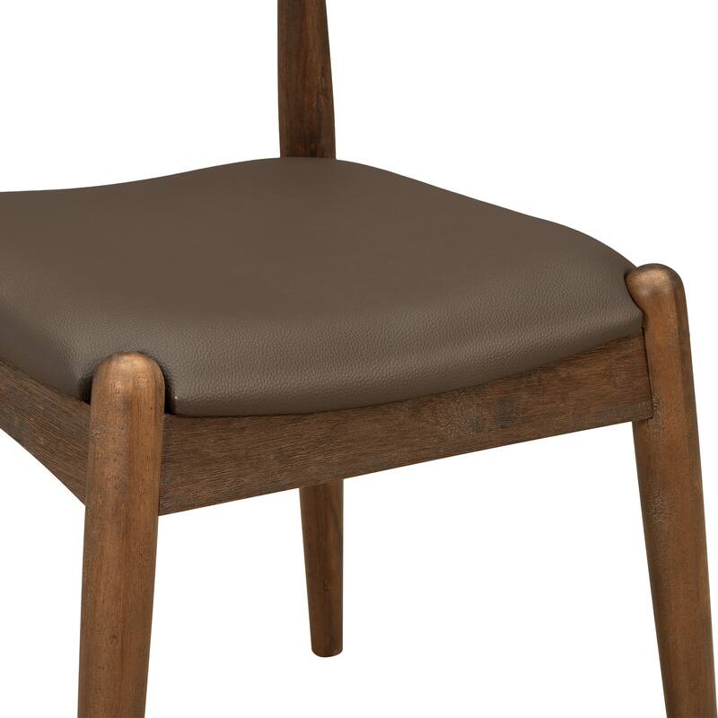 Set of 2 Rubberwood Dining Chairs, Ergonomic Backrest & Faux Leather Upholstery