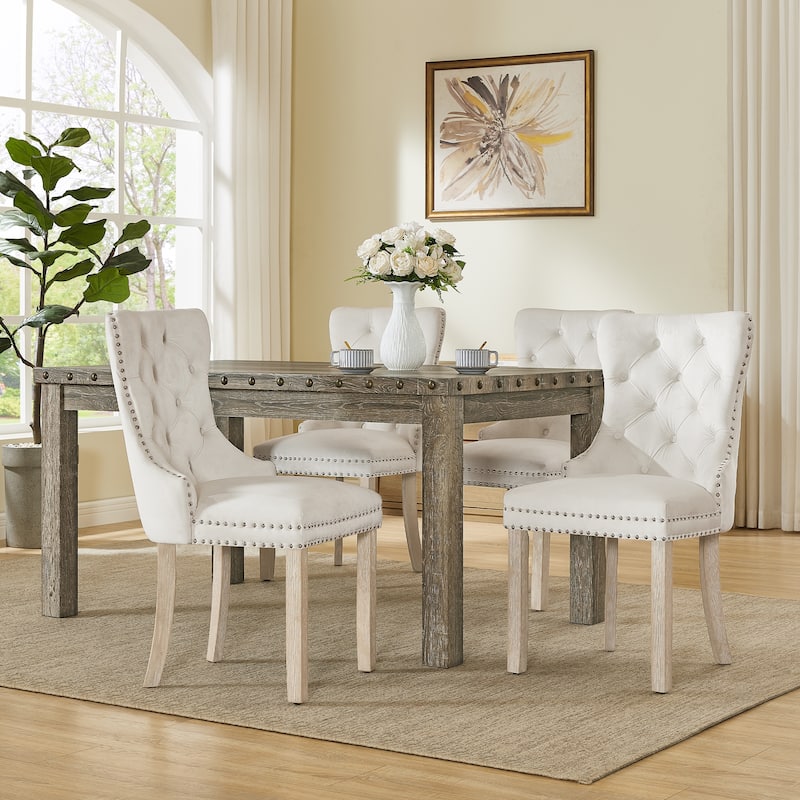 Morden Fort Tufted Dining Chair, Accent Chairs with Studded Trim and Pull Ring