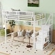 preview thumbnail 48 of 98, Metal Loft Bed with Wooden Stairs Built-in Storage Shelves and Wardrobe, High Loft Bed Frame with Side Grid Storage Rack