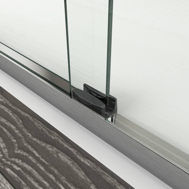 ABRUZZO 44-48" W x 72" H Semi-Frameless Double Sliding Tempered Glass Shower Door with Dual Towel Bars