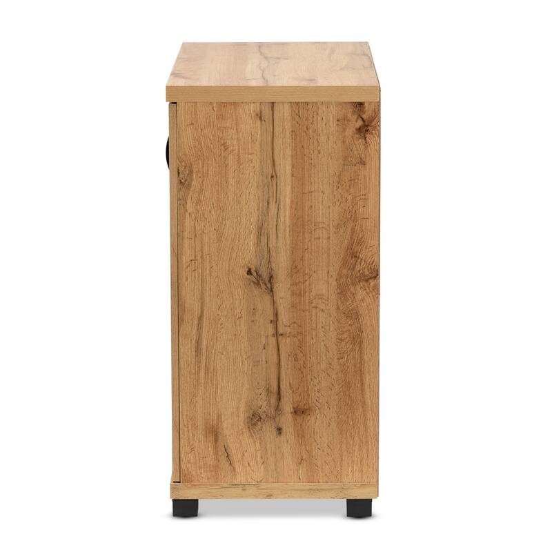 Zentra Modern Oak Brown Finished Wood 2-Door Storage with Glass Doors