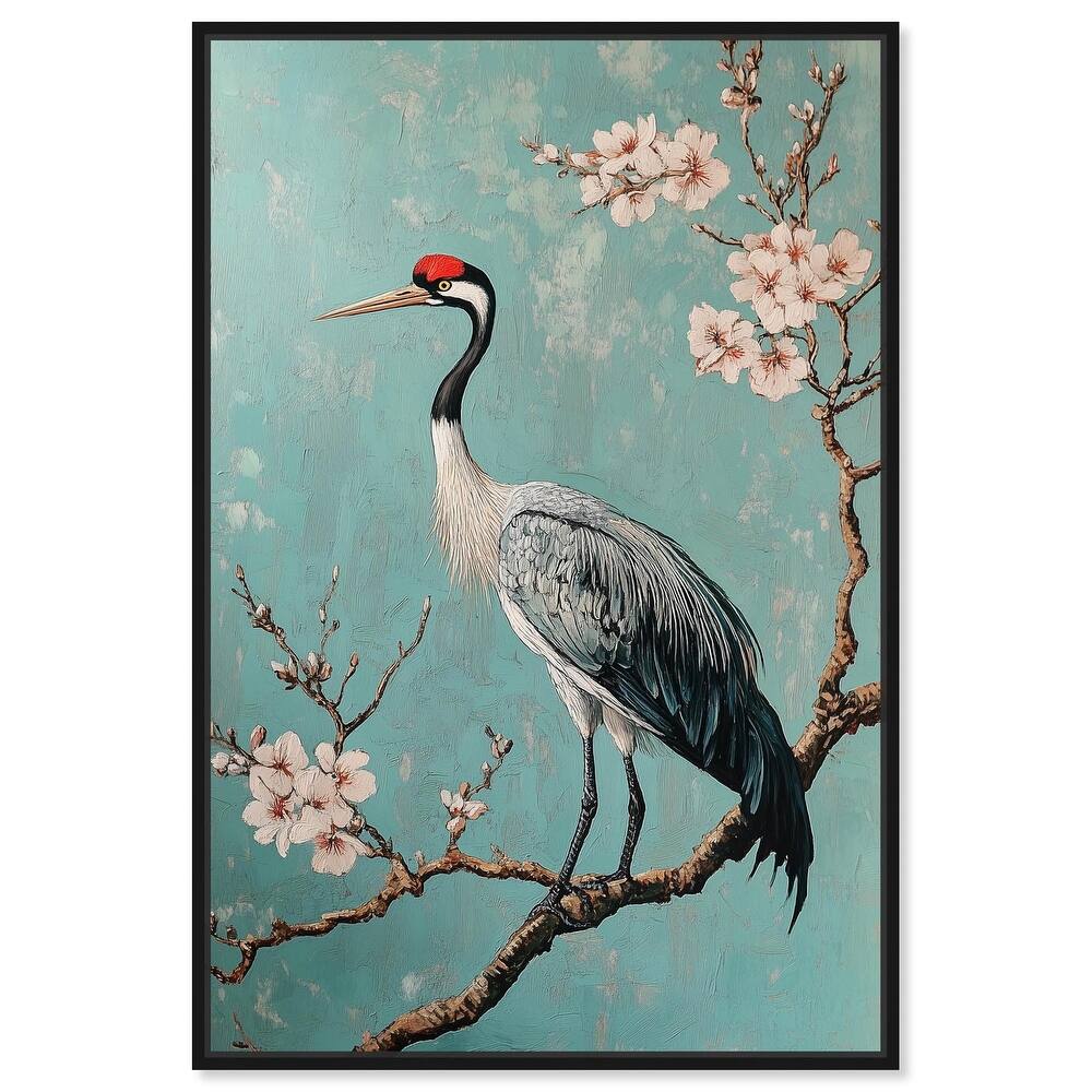 Crane in Blossom Canvas by Art Remedy