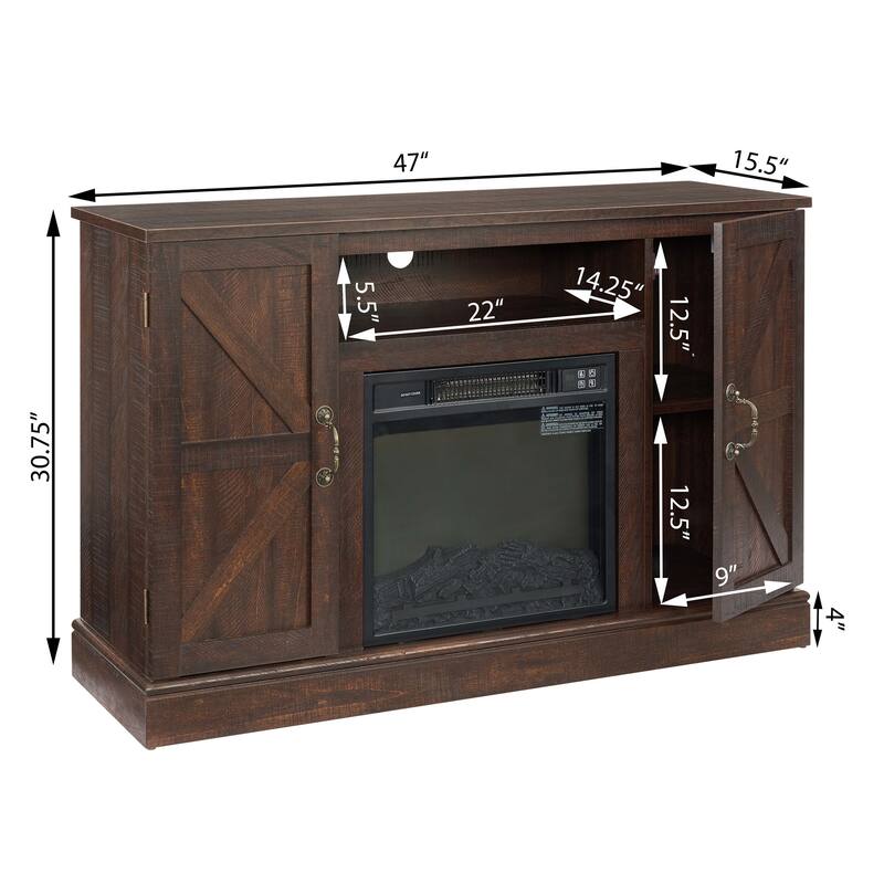 TV Stand Console with 18" Electric Fireplace Insert for TV up to 50"