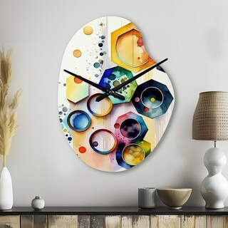 Designart - Hexagon And Circular Abstract II - Abstract Geometric Wall ...