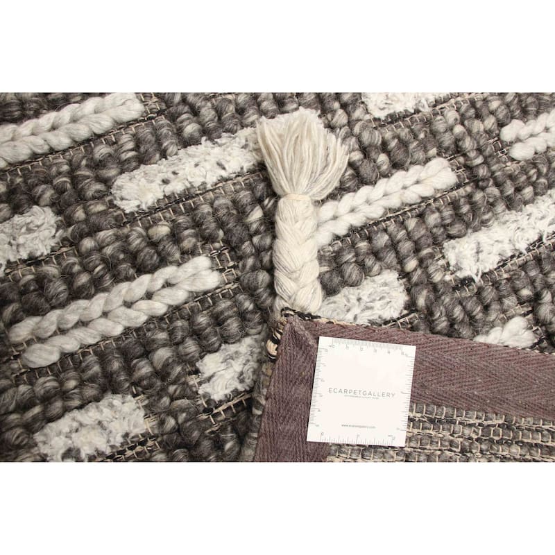 ECARPETGALLERY Braid weave Sienna Dark Grey Wool Rug - 5'1 x 7'10