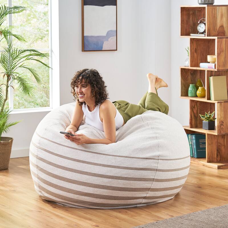 Hudgeons Indoor Striped Bean Bag by Christopher Knight Home
