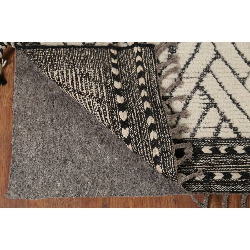 All-Over Chevron Moroccan Oriental Area Rug Hand-Knotted Wool Carpet - 8'10"x 12'10"