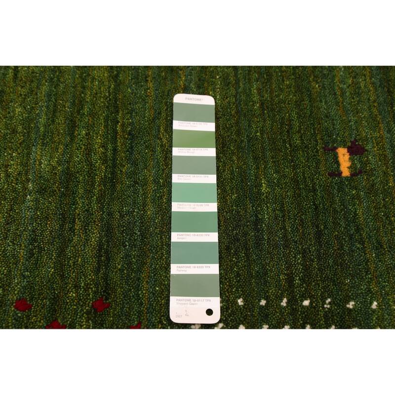ECARPETGALLERY Hand Loomed Kashkuli Gabbeh Green Wool Rug - 5'0 x 7'11