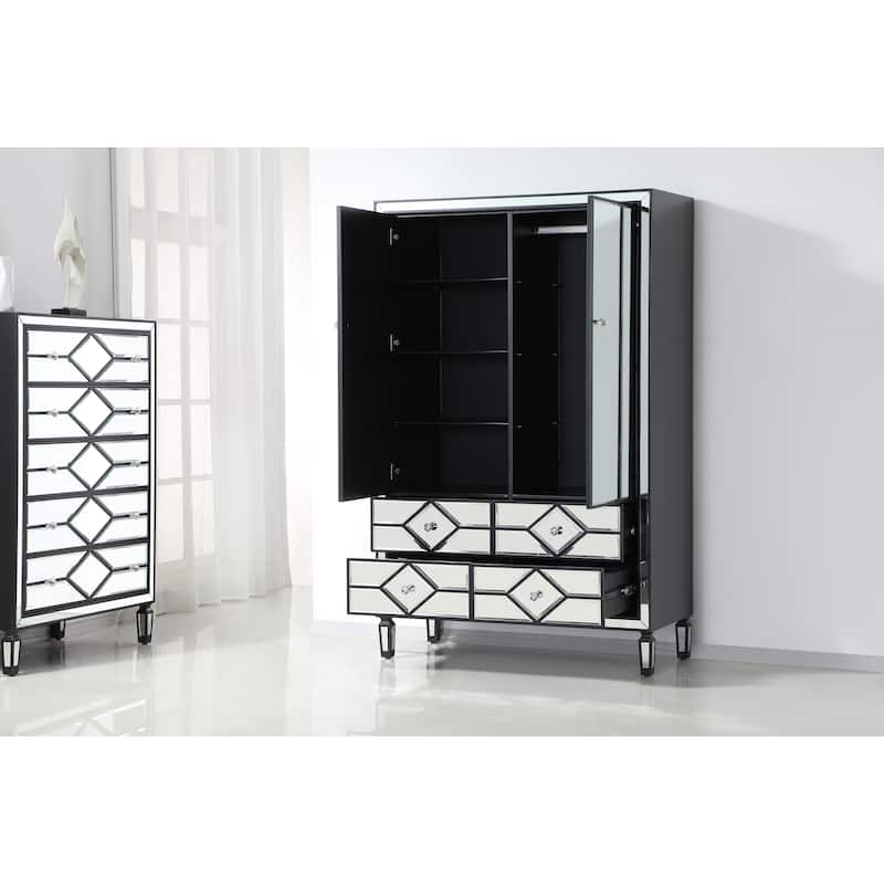 Mirrored Armoire with Drawers