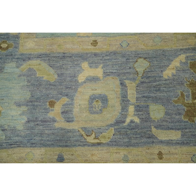 Vegetable Dye Wool Oushak Turkish Area Rug Floral Geometric Carpet - 11' 7'' X 9' 1''