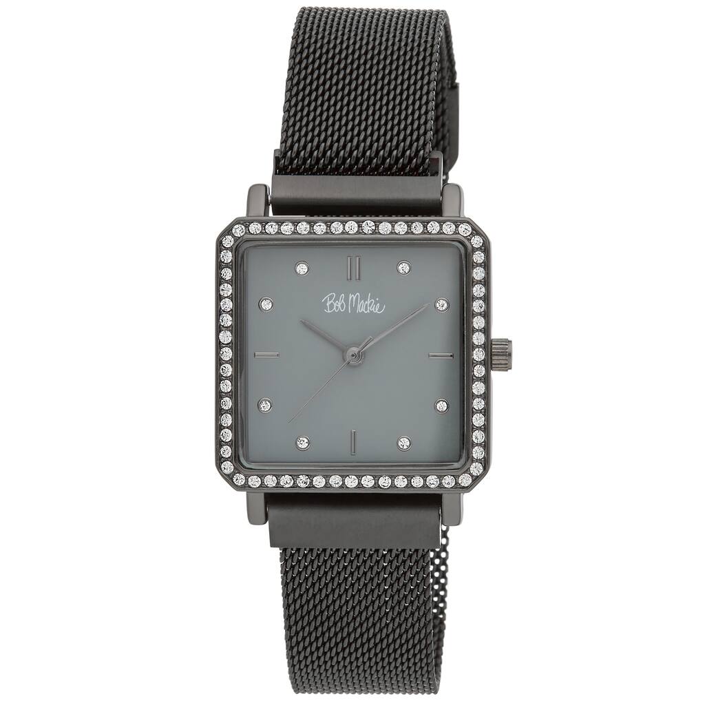 Bob Mackie Women's Glitz Square Case 28mm Crystal Bezel Magnet Watch