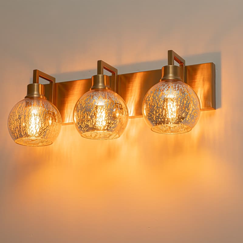 3-Light Mercury Glass Globe Wall Sconce Modern Vanity Light