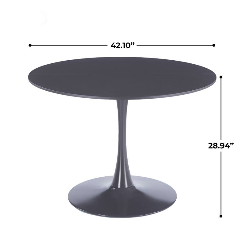 42.1"Tulip Table, Mid-Century Dining Table For 4-6 People - Round MDF Table Top (The Tabletop Consists Of Two Panels)