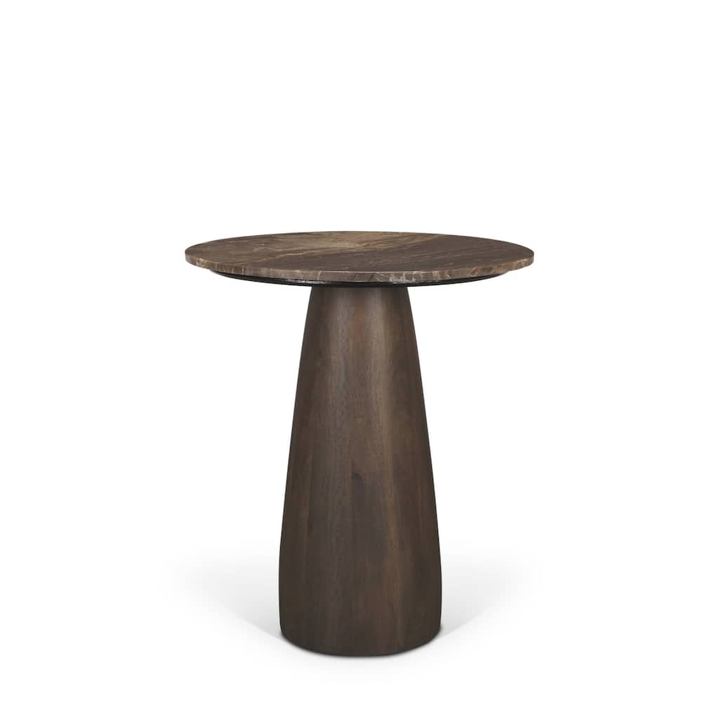 Allyson 32" Round Dark Brown wood w/ Cappuccino Marble Top Bistro Table - 32.0L x 32.0W x 36.0H