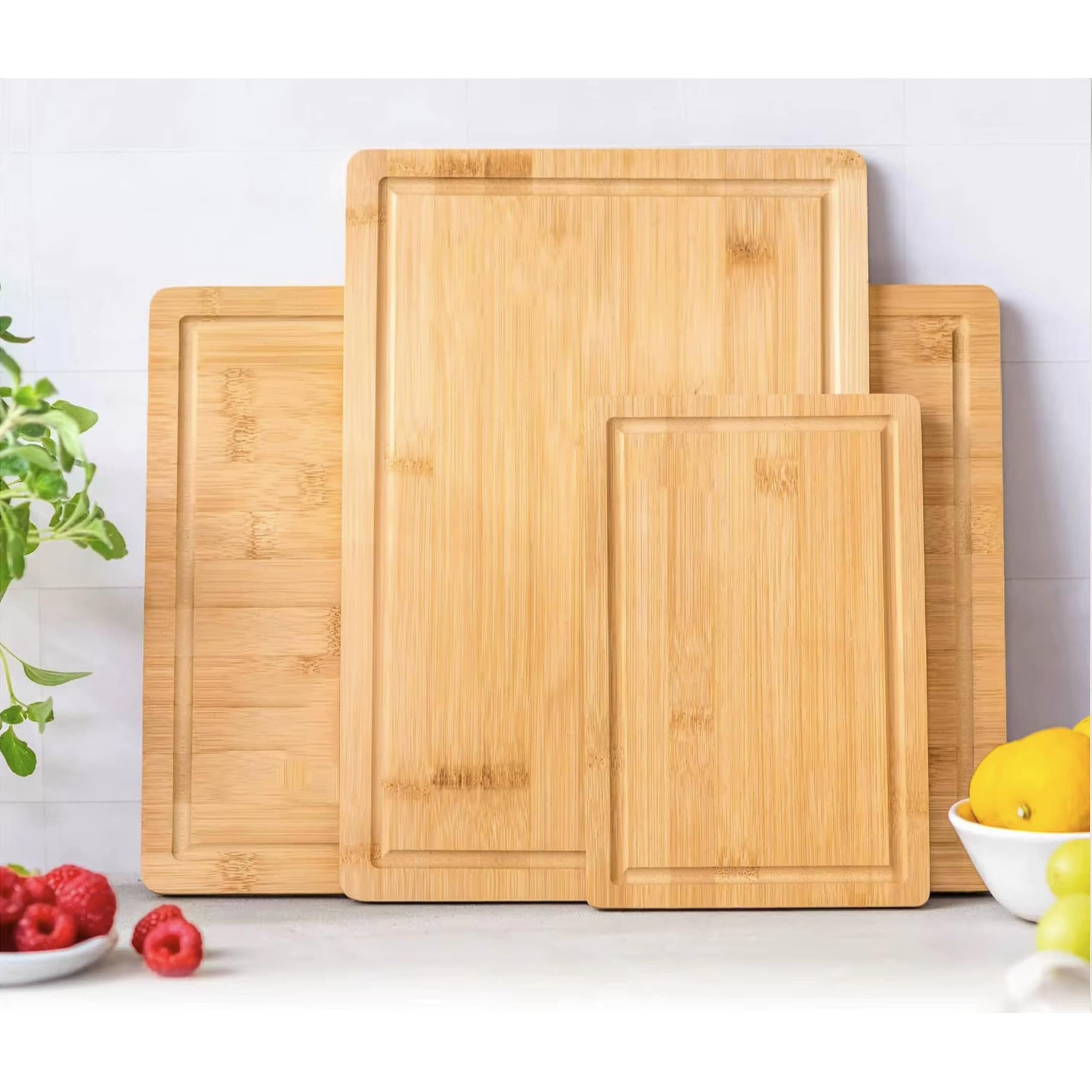 Eco-Friendly Bamboo Cutting Boards with Juice Groove Charcuterie, and Serving