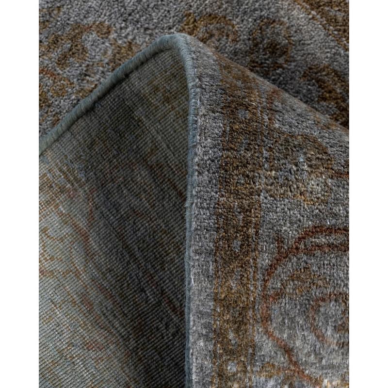 Fine Vibrance One-of-a-Kind Hand-Knotted Runner Rug - Gray, 2' 8" x 10' 4" - 2' 8" x 10' 4"
