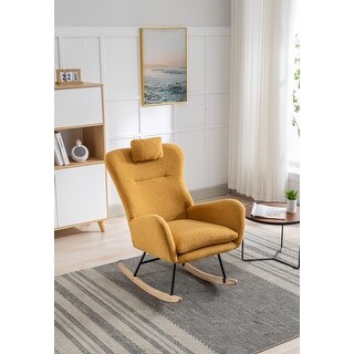 35.5 inch Rocking Chair, Soft Teddy Velvet Fabric Rocking Chair for ...