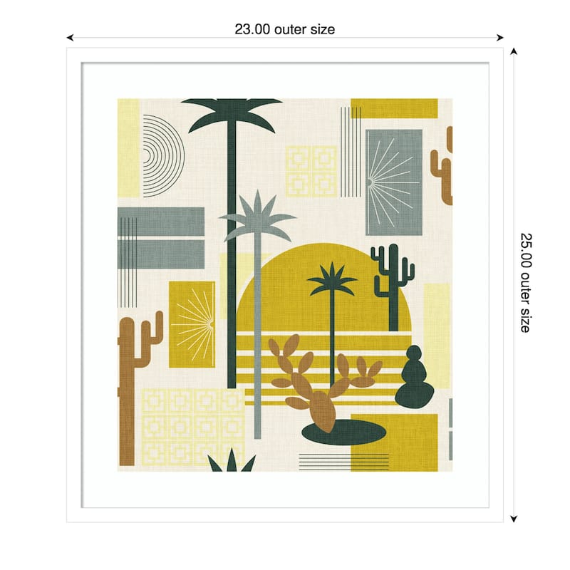 Palm Springs Geometric Escape Mustard by Alexandra Weise Wood Framed Wall Art Print
