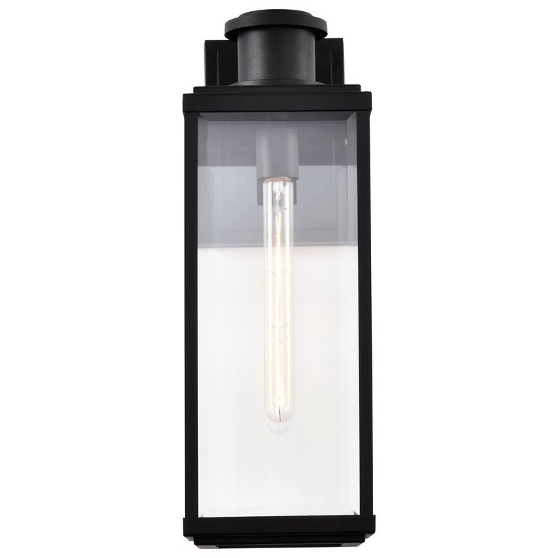 Luca Large Outdoor Lantern Sand Black Finish Clear Beveled Glass - Sand Black