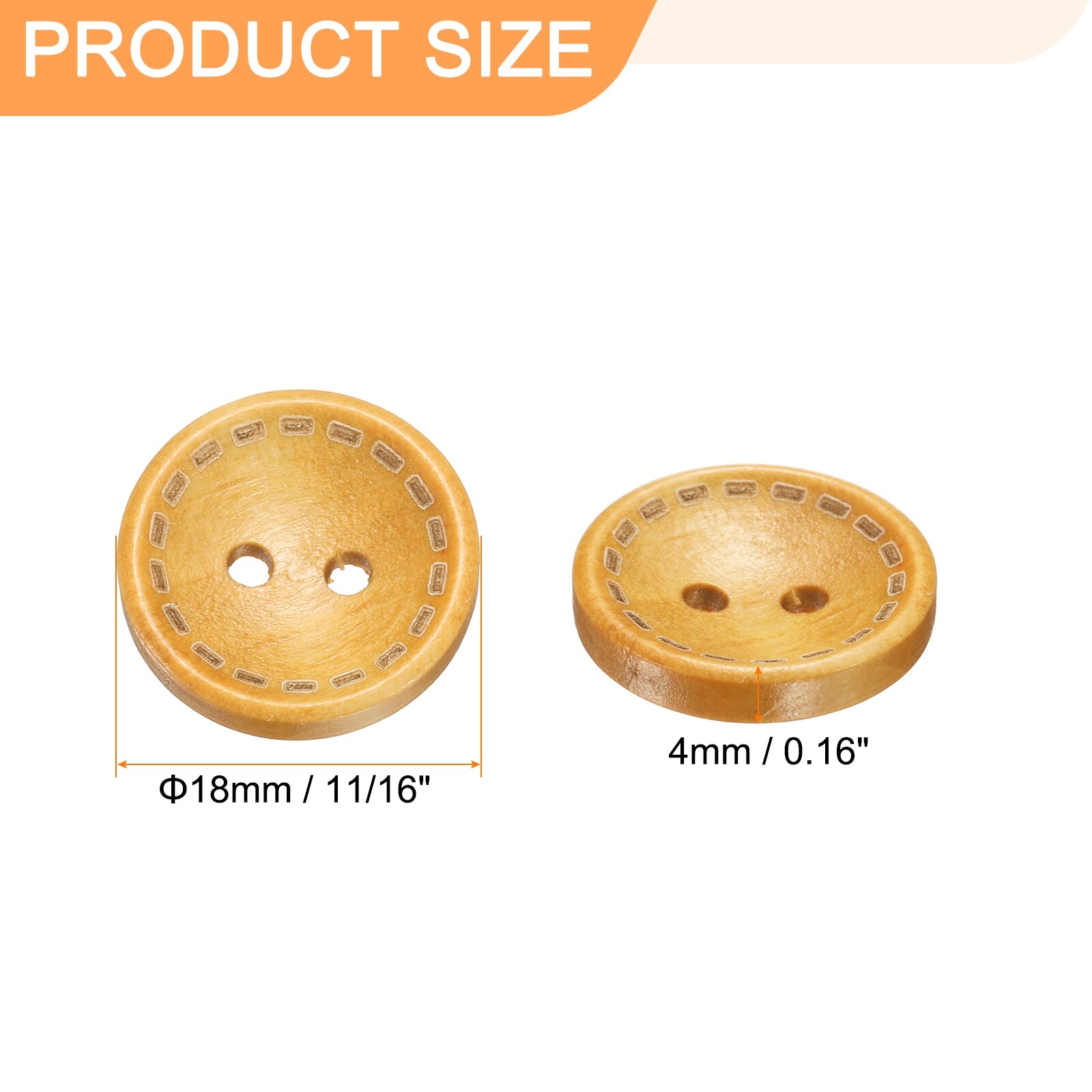 Wooden Sewing Button 2 Holes Wood Round Craft Replacement Buttons for Sewing Clothing Pillow DIY Crafts