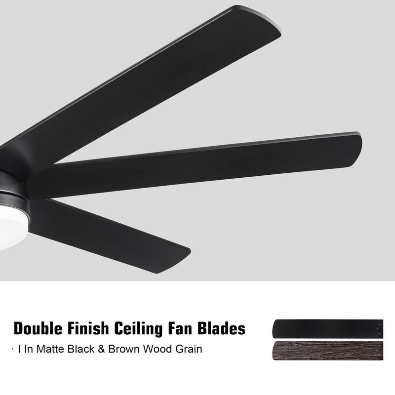 Dual-Tone Wood Blades Ceiling Fan Light with Dimmable 3-Color LED & 6-Speed Remote Control, Timer and Memory Function