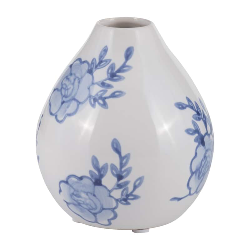 5" Ceramic Bud Vase Contemporary Chinoiserie Blue and White Vintage Floral Decorative Table Vase for Home Decor or
