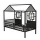 preview thumbnail 8 of 16, Twin Size Metal Low Loft House Bed with Roof and Windows - Adorable Design