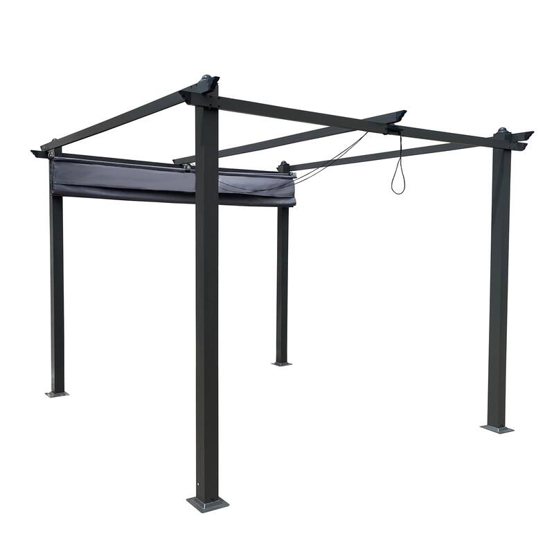 13' x10' Outdoor Steel Patio Pergola with Grey Shade Canopy