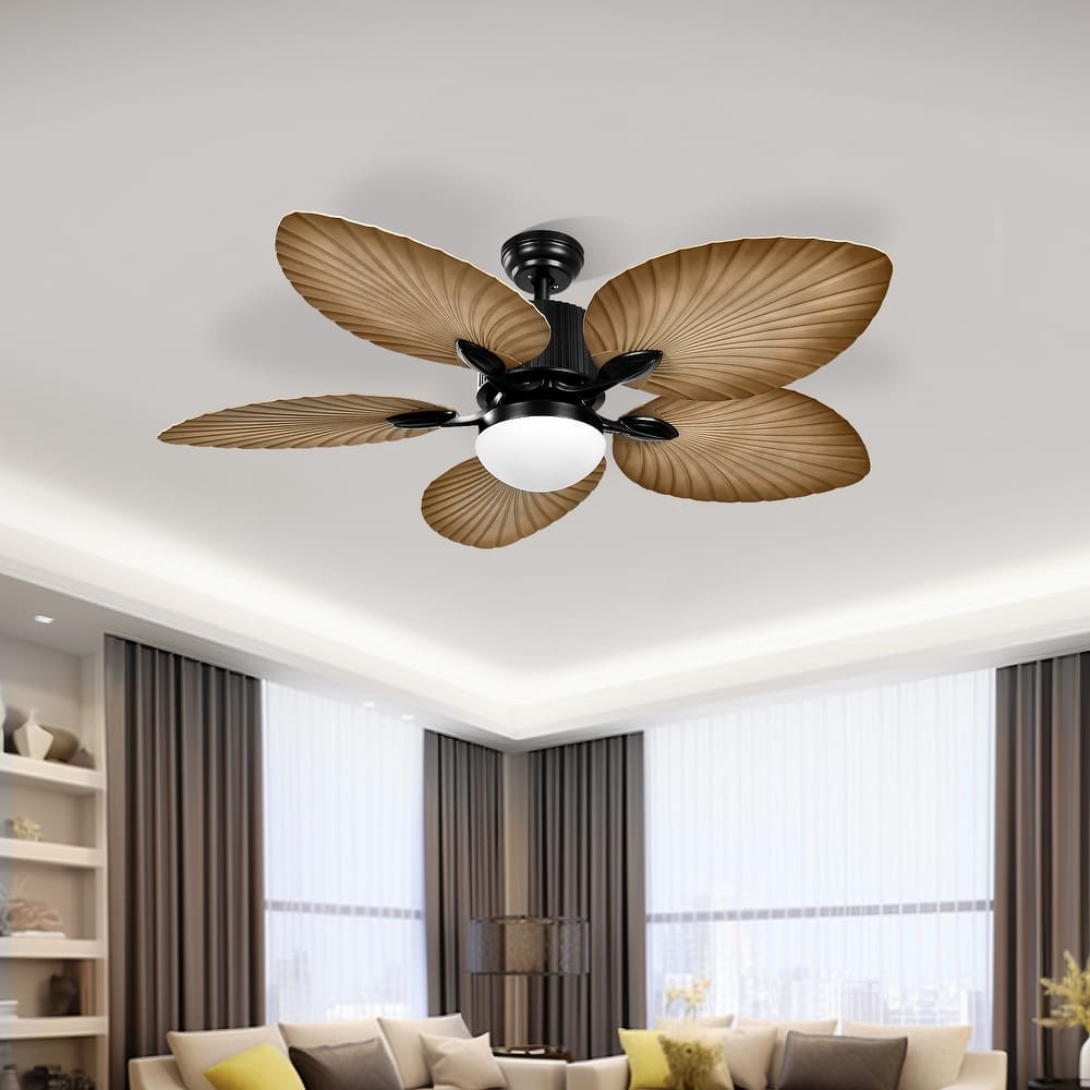 52 Inch Palm leaf Ceiling Fan with LED Light and Remote Control